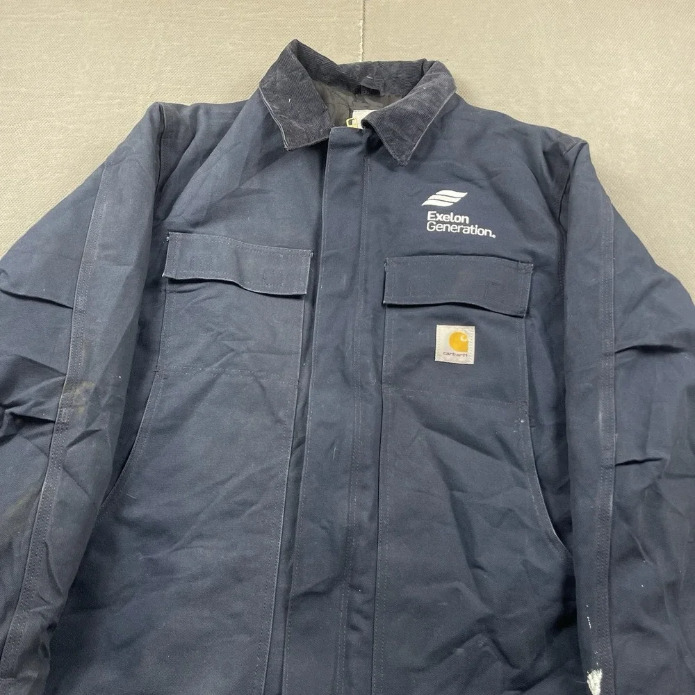 Carhartt Quilted Lined Jacket Mens Large Blue Work Canvas‎ Barn Coat C003 DNY